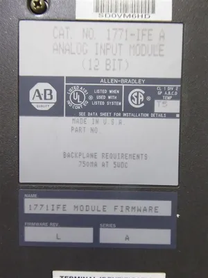 Allen Bradley 1771-IFE/A PLC-5 Analog Input Module F/W Rev. L Used