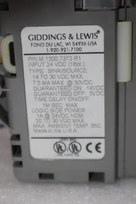 GIDDINGS & LEWIS M.1300.7372 R1 Input Module 24VDC SINK/SOURCE STOCK 636-D