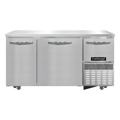 Continental RA60N-U 60" W Undercounter Refrigerator W/ (3) Sections & (3) Doors, 115v