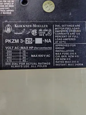 USED KLOCKNER-MOELLER PKZM3-25-U-NA