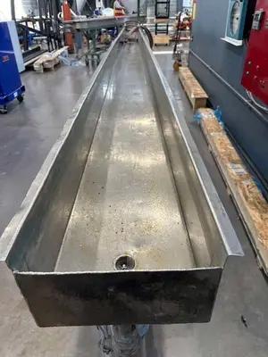 Stainless Steel Water Tank: 12″wide x 7″ deep x 21′ Long