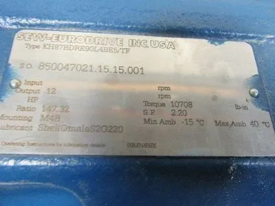 Sew Type  KH87BDRE90L4BE5/TF 2HP 147.32RPM  Electric Gear Motor 277/480V 3Ph
