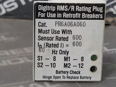 Westinghouse PR6A06A060 Digitrip RMS/R Circuit Breaker Rating Plug 600A F1 Used