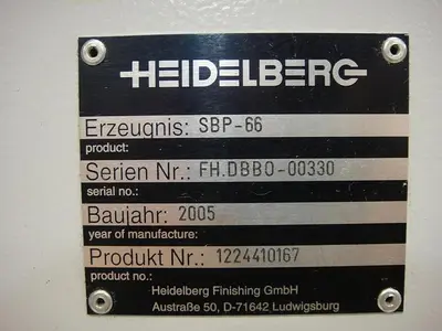 USED 2005 HEIDELBERG/STAHL SBP 66