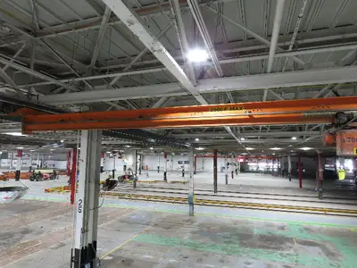 Cleveland Tramrail P&H 1 Ton Single Girder Underhung Bridge Crane 45' 10" Span
