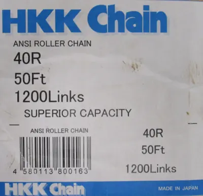 NEW HKK CHAIN 40R ROLLER CHAIN 50' 1200 LINKS