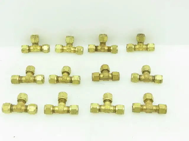 Gyrolok Brass Union Tee Connector Compression Fitting  5/16" Tube OD  LOT OF 12