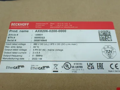 New | in-Stock BECKHOFF AX820602000000 Servo Drives Ohio US | HGR 24 #802849