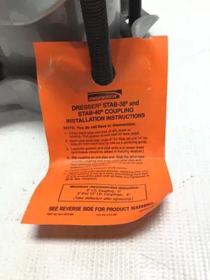 Dresser Stab-38 & Stab-40 Steel Pipe Coupling Max Deflection 2″I.D Coupling 6°