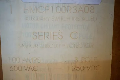 NEW CUTLER HAMMER WESTINGHOUSE HMCP100R3A08 MOTOR PROTECTOR SER.C 3 POLE
