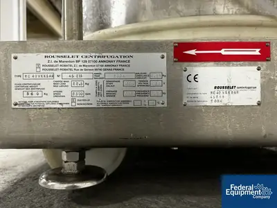 USED Rousselet Robatel 400 MM Rousselet Basket Centrifuge, Model RC40VXKSAR