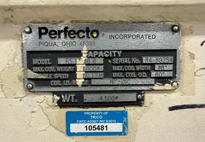 Used PERFECTO RS10-38B Coil Feed Lines Ohio US | D & D Industries #1411830