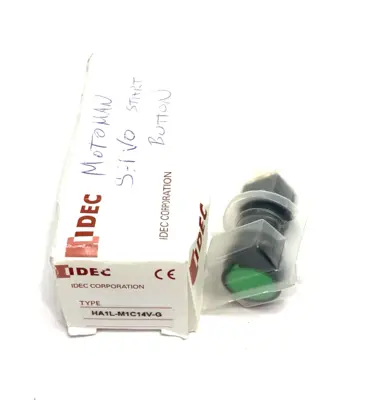 USED IDEC 16MM ROUND GREEN ILLUMINATED PUSHBUTTON, SERVO START BUTTON