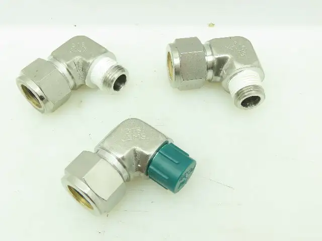 Parker Stainless 90° Male Elbow Compression Fitting  5/8" Tube 3/8" NPT Lot of 3