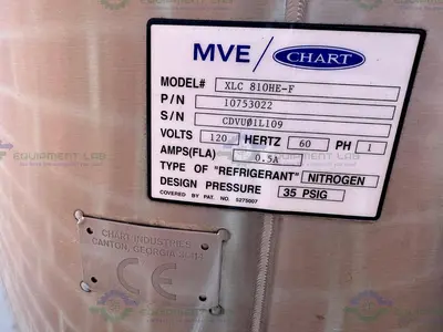 USED CHART MVE XLC 810 HE-F LIQUID NITROGEN CRYOGENIC STORAGE TANK W/ TEC 3000