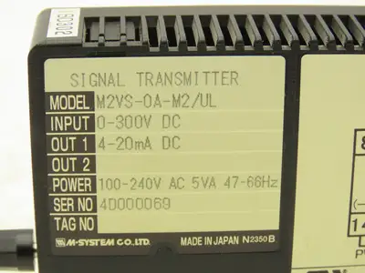 M System M2VS-2A-M2/UL Signal Transmitter  0-100mVDC In 4-20mA DC Out
