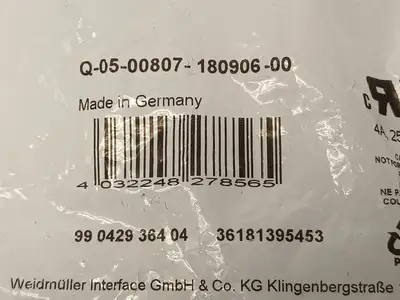1807340000 | Weidmuller  Field Attachable Connector 4-Pin M12 SAIS-4/9 - New