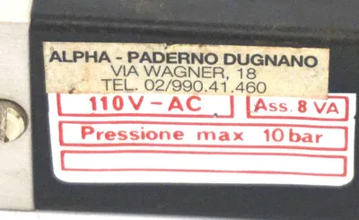 NEW ALPHA 110V-AC ASS 8 VA SOLENOID VALVE 110VAC 8VA