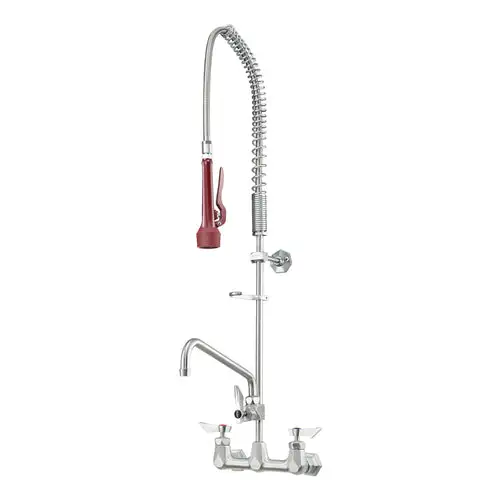 Krowne DX-109 Wall Mount Pre Rinse Unit w/ Add On Faucet & 44" Hose - 1/2" NPT Female Inlet