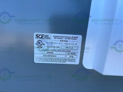 USED SCE 385666 INDUSTRIAL CONTROL PANEL ENCLOSURE 35.5" X 11.5" X 48"