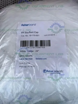 USED BOX OF 1000 - FISHER BRAND 19-170-901 WHITE 24" POLYPROPYLENE BOUFFANT CAP