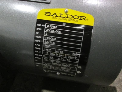 2 HP Baldor Motor, NEW, single phase, 3450 RPM, (Qty. 4)