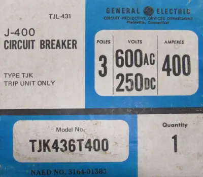 NEW GENERAL ELECTRIC TJK436T400 TRIP UNIT 400A