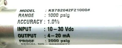 NEW ASHCROFT KS-7-S20-42-F2100 TRANSDUCER KS7S2042F2 1000PSIG