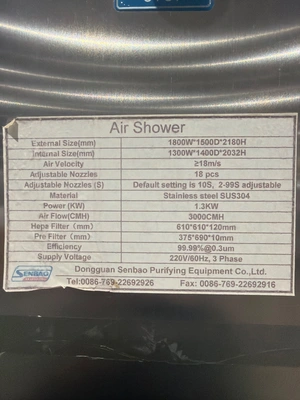 USED DONGUAN SENBAO PURIFYING EQUIPMENT CO SB-1800