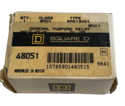 NEW SQUARE D 8501-KPD13-V51 GENERAL PURPOSE RELAY 8501KPD13V51