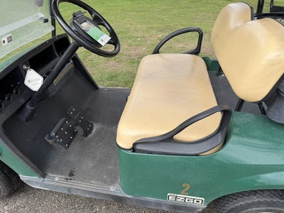 (1) 2015 E-Z-Go golf cart with a Kawasaki gas engine, includes Club canopy and ball washer, fold-dow...