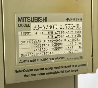 USED MITSUBISHI ELECTRIC FR-A240E-0.75K-UL