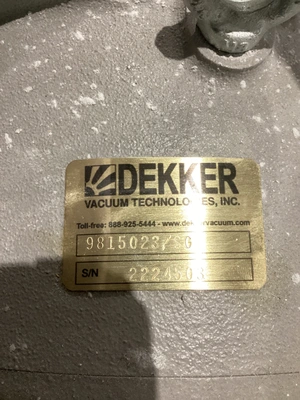 Used DEKKER 9815023/SC Vacuum Pumps Michigan US | iGAM Industrial Marketplace #1373492