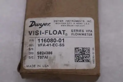 NEW IN BOX DWYER VFA-41-EC-SS LIQUID FLOWMETER 10BAR 0.08GPM 1/8 STOCK H969A