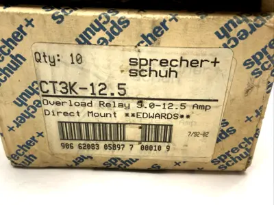 CT 3K-12.5 | Sprecher+Schuh  Overload Relay 9-12.5A BOX OF 10 - New Other