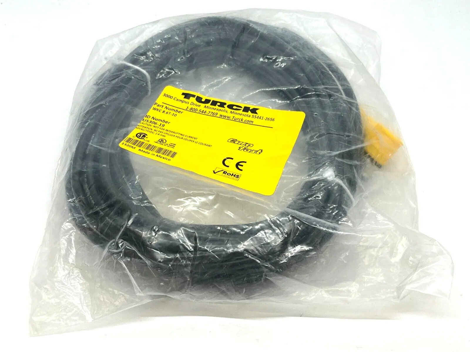 New | in-Stock Turck Eurofast Cordset M12 Female 10M Length U5306-19 Electrical Fittings Michigan US | Maverick Industrial Sales #1391920