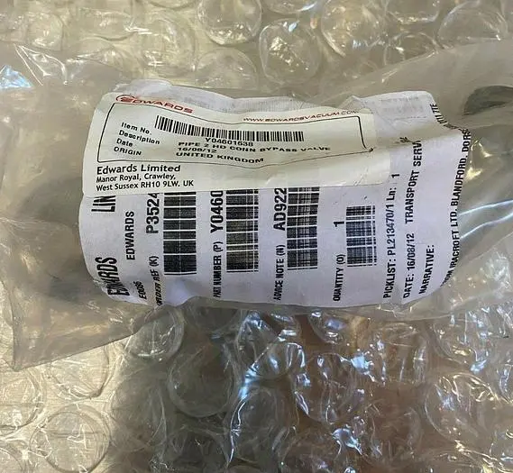 EDWARDS VACUUM PIPE 2HD CONN BYPASS VALVE Y04601638