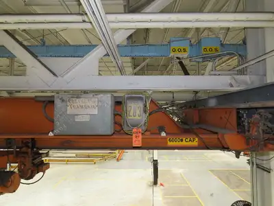Cleveland Tramrail P&H 3 Ton Single Girder Underhung Bridge Crane 45' 10" Span