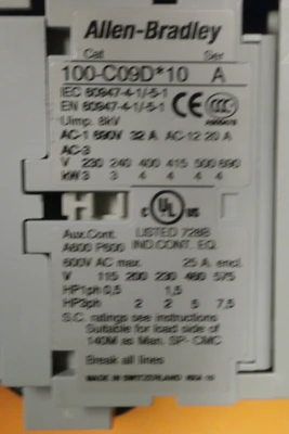 USED Allen-Bradley 140M-C2E-B63  SER B WITH 100-C09D*10 Ser A