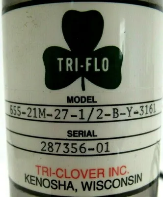 NEW TRI CLOVER 655-21M-27-1/2-B-Y-316L VALVE 65521M2712BY316L