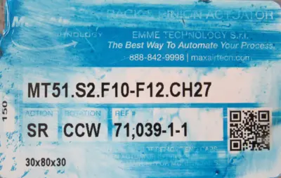 NEW EMME TECHNOLOGY MT51.S2.F10-F12.CH27 ACTUATOR MT51S2F10F12CH27