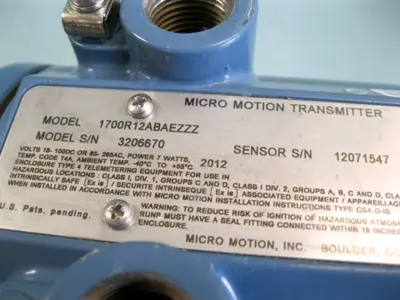 USED Micro Motion 1700 R12 AB AEZZZ