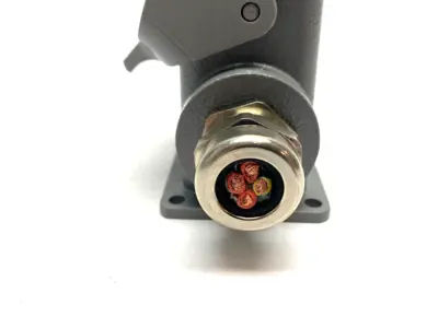 USED HARTING HAN 6B-ASG2-LB-M25 CONNECTOR HOOD W/ FRAME & INSERTS