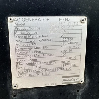 USED 2013 ATLAS COPCO QAS150 IT4