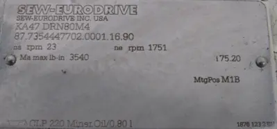 NEW SEW EURODRIVE KA47 DRN80M4 GEARMOTOR 75.20 230/460V KA47DRN80M4