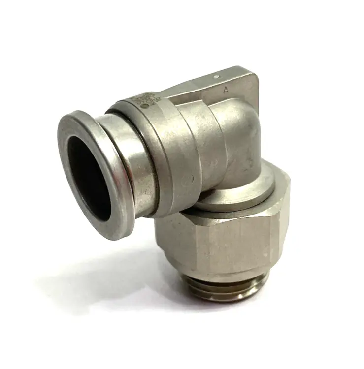 Used SMC METAL MALE ELBOW FITTING, SWIVEL, ONE-TOUCH, 16MM OD TUBE Hoses | Maverick Industrial Sales #1099622