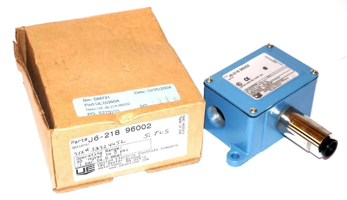 NEW UNITED ELECTRIC CONTROLS J6-218-96002 PRESSURE SWITCH J621896002
