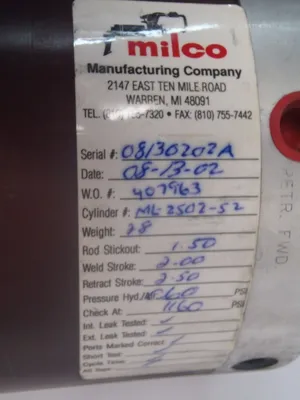 USED MILCO ML-2502-52