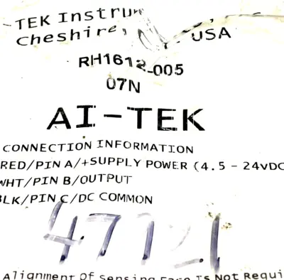 NEW AI-TEK INSTRUMENTS RH1612-005 07N PROXIMITY SENSOR RH1612005 07N