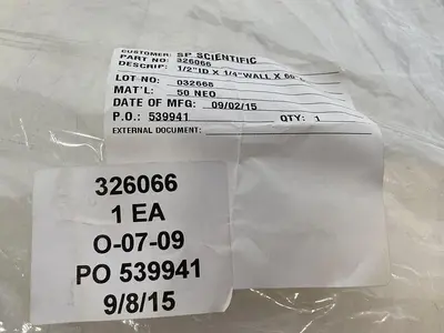 NEW SEAL FOR SP SCIENTIFIC LYOPHILIZER 1/2" ID X 1/4" WALL X 60" CTL 32066
